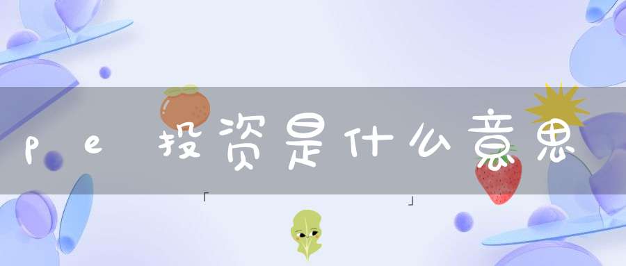 pe投资是什么意思
