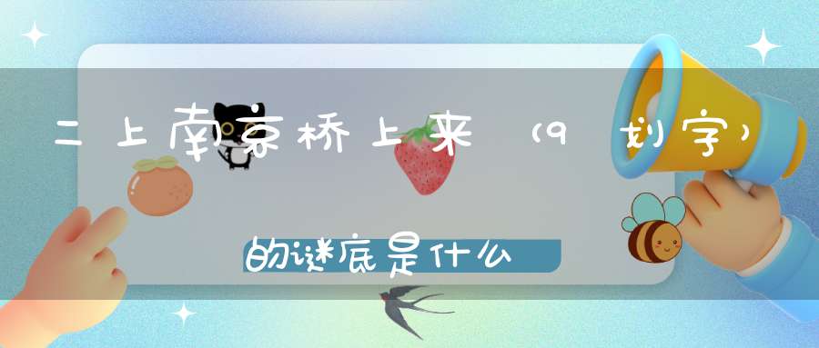 二上南京桥上来 （9划字）的谜底是什么?