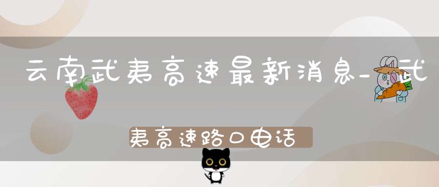 云南武夷高速最新消息_武夷高速路口电话