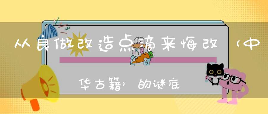 从良做改造，点滴来悔改 （中华古籍）的谜底是什么?