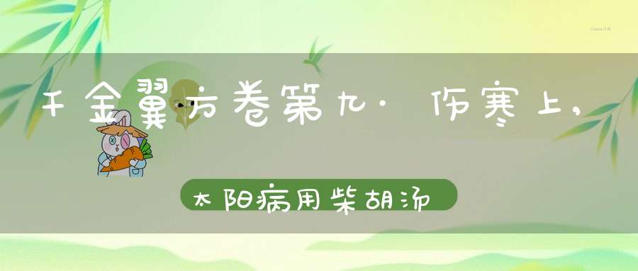 千金翼方卷第九·伤寒上,太阳病用柴胡汤法第四