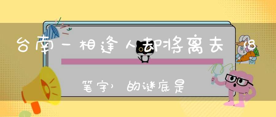 台南一相逢，人却将离去 （8笔字）的谜底是什么?
