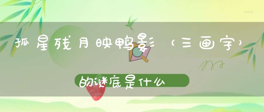 孤星残月映鸭影 （三画字）的谜底是什么?