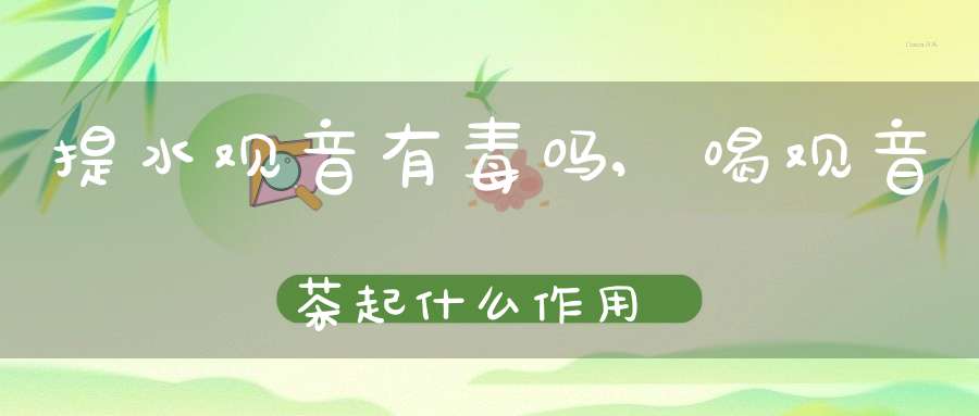 提水观音有毒吗,喝观音茶起什么作用?