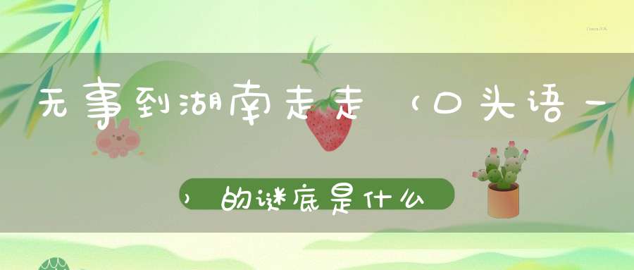 无事到湖南走走 （口头语一）的谜底是什么?