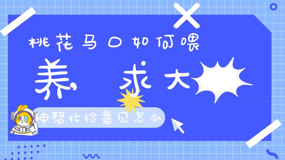桃花马口如何喂养,求大神帮忙给意见怎么养马口