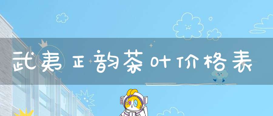 武夷正韵茶叶价格表