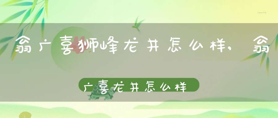 翁广喜狮峰龙井怎么样,翁广喜龙井怎么样