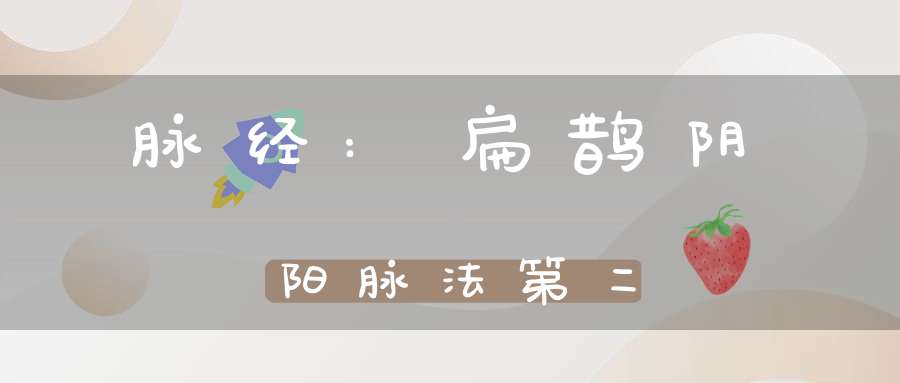 脉经:扁鹊阴阳脉法第二