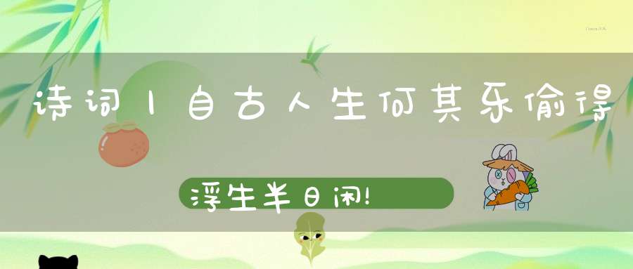 诗词丨自古人生何其乐，偷得浮生半日闲！