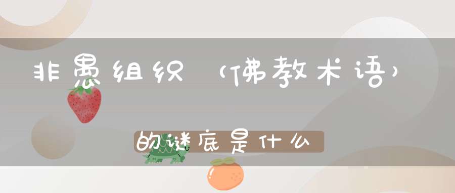 非愚组织 （佛教术语）的谜底是什么?